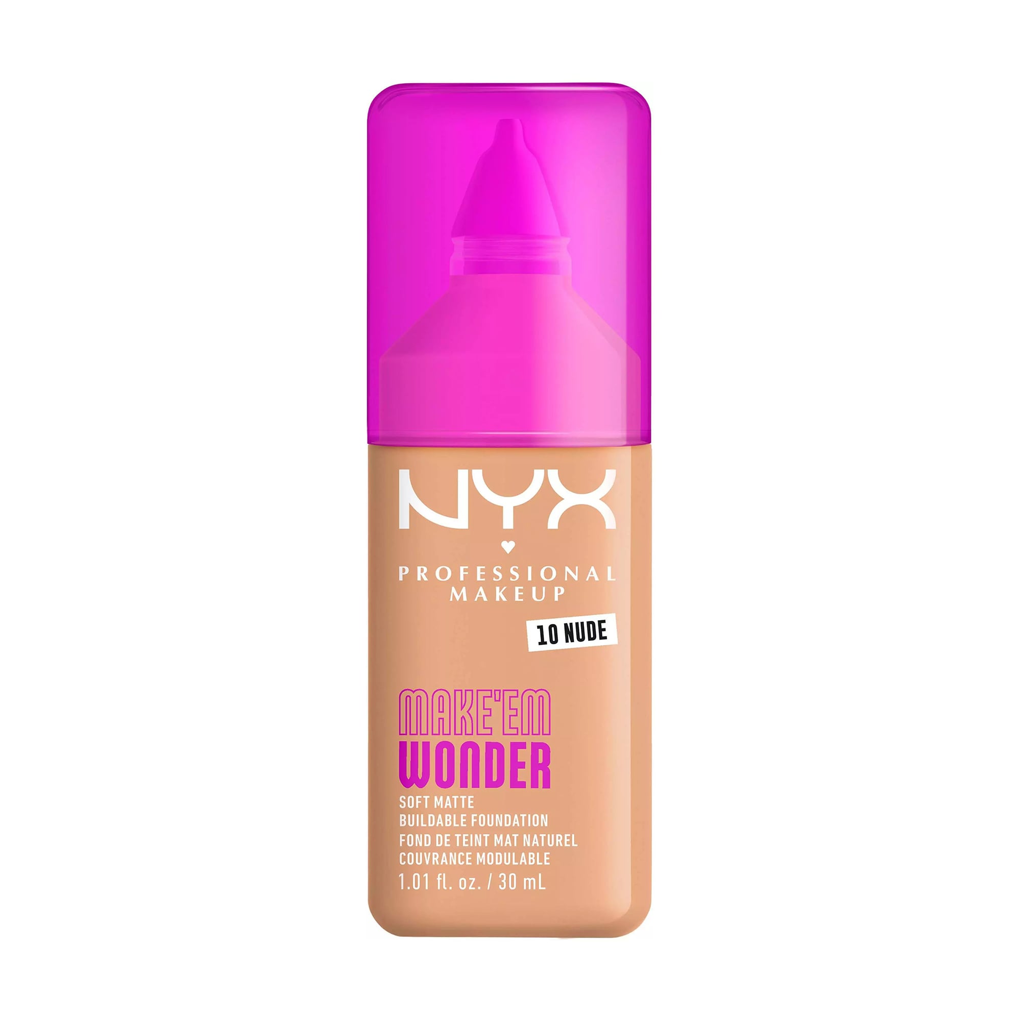 Стійка тональна основа для обличчя NYX Professional Makeup Make'em Wonder Soft Matte Buildable Foundation 10 Nude, 30 мл